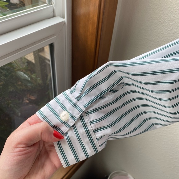 VTG Jantzen Women Green/White Striped Button Up (Size: XXL) - Picture 9 of 13